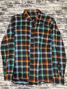 Toad & Co Plaid Flannel Shirt Sz XL Multi Color Lightweight 100% Organic Cotton